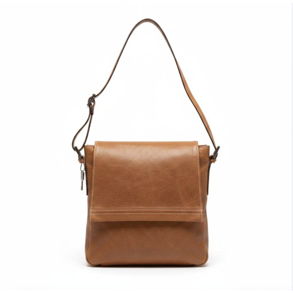 FOSSIL Classic VTG Leather Messenger Crossbody Shoulder Bag Brown Timeless Boho